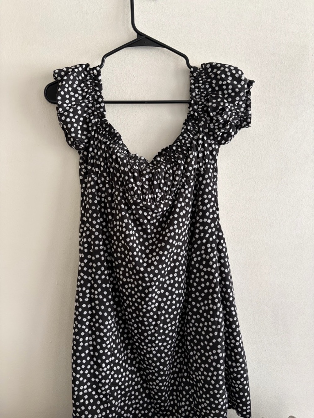 Princess Polly Black and White Mini Dress with Puff Sleeves